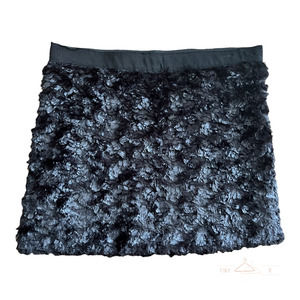 Elizabeth & James Black Faux Fur Micro Mini Skirt Plush Y2K Rave Sz 4